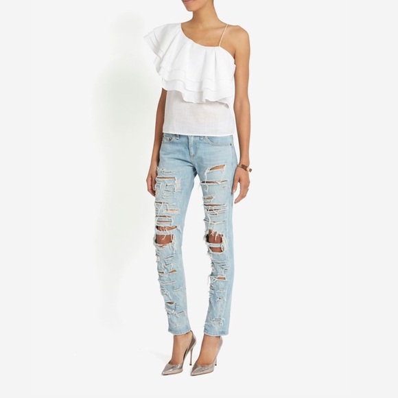 Designers Remix White Ruffled One Shoulder Top - Picture 8 of 16
